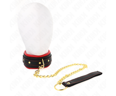 Kink Collar Gag KINK Adjustable Collar with Fabric Leash 33-48 cm x 5.7 cm, Juodas