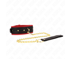 Kink Collar Gag KINK Adjustable Collar with Fabric Leash 33-48 cm x 5.7 cm, Juodas