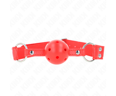 Kink Collar Gag KINK Complete Raudona Hollow Hard Ball Gag 62 cm - Adjustable Silicone Model