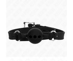Kink Collar Gag KINK Full Silicone Gag Juodas - Adjustable Ball Model S, 4 cm Ball, 35-51 cm Strap