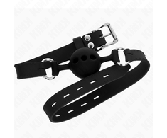 Kink Collar Gag KINK Full Silicone Gag Juodas - Adjustable Ball Model S, 4 cm Ball, 35-51 cm Strap