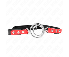 Kink Collar Gag KINK Gag Raudona 4/4.8 cm - Adjustable Silicone &amp; Metal O-Ring System 38x56cm
