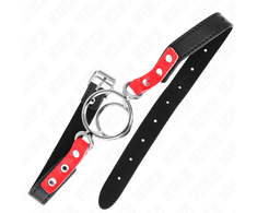 Kink Collar Gag KINK Gag Raudona 4/4.8 cm - Adjustable Silicone &amp; Metal O-Ring System 38x56cm