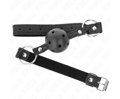 Kink Collar Gag KINK Hollow Hard Juodas Gag Ball Model 1 - 4.5 cm Anatomical Design