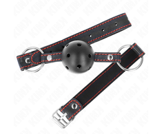 Kink Collar Gag KINK Hollow Hard Juodas Ball Gag Model 2 - Adjustable 6.5cm Ball