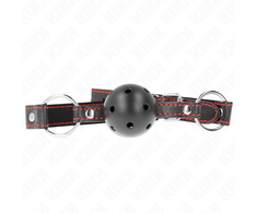 Kink Collar Gag KINK Hollow Hard Juodas Ball Gag Model 2 - Adjustable 6.5cm Ball