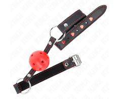 Kink Collar Gag KINK Hollow Hard Raudona Ball Restraint 6.5cm Adjustable Silicone Strap