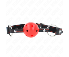Kink Collar Gag KINK Hollow Hard Raudona Ball Restraint 6.5cm Adjustable Silicone Strap