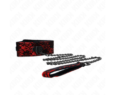 Kink Collar Gag KINK Genuine Leather Lace Collar &amp; Leash Set 105 cm - Elegant Juodas