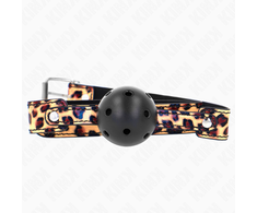 Kink Collar Gag KINK Leopard Breathable Silicone Ball Gag 4.5cm with Adjustable Strap