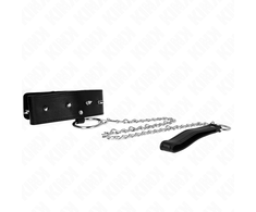 Kink Collar Gag KINK Adjustable Collar with Sidabrinis Studs &amp; Leash 65 cm, Juodas, 36-43 cm