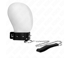 Kink Collar Gag KINK Adjustable Collar with Sidabrinis Studs &amp; Leash 65 cm, Juodas, 36-43 cm