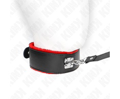 Kink Collar Gag KINK Adjustable Raudona Leather Collar &amp; Leash Set 116 cm, 40-48x6 cm