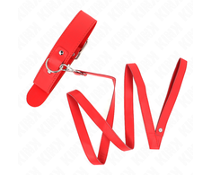 Kink Collar Gag KINK Raudona Adjustable Collar with Leash 116cm - Vegan Leather, 32-50cm