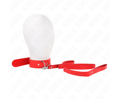 Kink Collar Gag KINK Raudona Adjustable Collar with Leash 116cm - Vegan Leather, 32-50cm