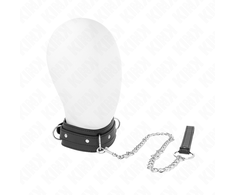 Kink Collar Gag KINK Adjustable Collar with Leash 3-Ring Model, Juodas, 38-49 cm, 65 cm Leash