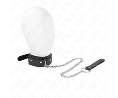 Kink Collar Gag KINK Adjustable Collar with Leash 65cm - Juodas, 38-49cm, Metal Ring