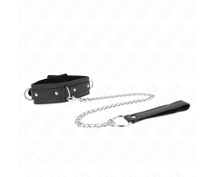 Kink Collar Gag KINK Adjustable Collar with Leash 3-Ring Model, Juodas, 38-49 cm, 65 cm Leash
