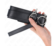 Kink Collar Gag KINK Adjustable Collar with Leash 65 cm Sidabrinis Buckles Juodas 33-46 cm