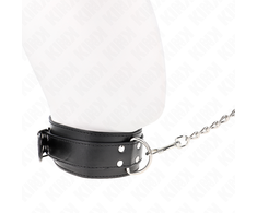 Kink Collar Gag KINK Adjustable Collar with Leash 65 cm Sidabrinis Buckles Juodas 33-46 cm