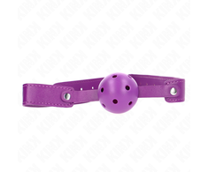 Kink Collar Gag KINK Violetinė Breathable Ball System 4.5 cm - Adjustable Silicone Strap 65x2.5 cm