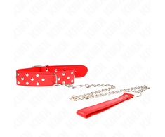 Kink Collar Gag KINK Rivet Strap Collar Raudona Adjustable 36-50 cm with D-Ring Accent
