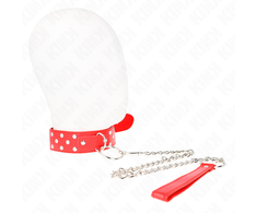Kink Collar Gag KINK Rivet Strap Collar Raudona Adjustable 36-50 cm with D-Ring Accent
