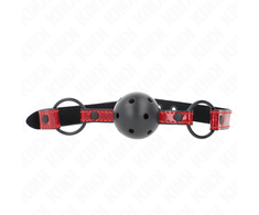 Kink Collar Gag KINK Shiny Leatherette Ball Gag 4.5cm - Adjustable Vegan Strap, Juodas