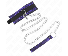 Kink Collar Gag KINK Velvet Lace Collar with Adjustable Belt &amp; Nylon Trim 105cm Juodas