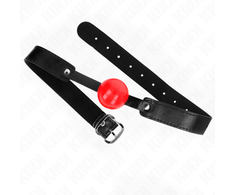 Kink Collar Gag KINK Model 1 Soft TPE Ball 4cm Adjustable Gag 41-61cm Juodas/Raudona