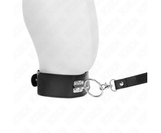 Kink Collar Gag KINK Studded Leash 116cm &amp; Leatherette Collar 50x5cm - Adjustable Set