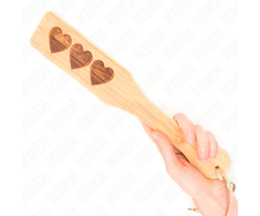 Kink Impact Touch KINK Bamboo Paddle Heart Pattern 32x5.5 cm - Elegant Wooden Impact Tool