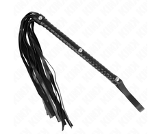 Kink Impact Touch KINK Long Handle Whip 60 cm - Juodas Leather Impact Tool with Ergonomic Grip