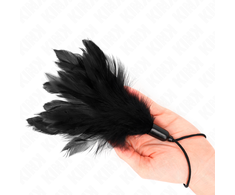 Kink Impact Touch KINK Tickle Feather Wand with Rope Handle, 15 cm, Juodas-Raudona
