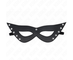 Kink Masked Allure KINK 5 Rivets Eye Mask Juodas Vegan Leather 28x8cm Adjustable Strap