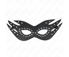 Kink Masked Allure KINK Leatherette Mask with Rivets Model 3 - Elegant Juodas 26x9.5 cm