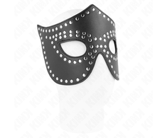 Kink Masked Allure KINK Leatherette Mask Model 2 with Rivets 30x12 cm - Adjustable Juodas
