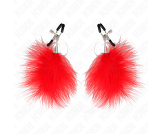 Kink Nipple Grip KINK Feather Nipple Clamp Raudona 7 cm - Adjustable Metal Priedas