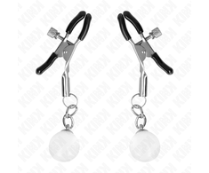Kink Nipple Grip Kink Sidabrinis Glass Bead Adjustable Nipple Clamps 6cm - Elegant Metal Design