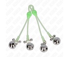 Kink Nipple Grip Kink Luminous Skull Adjustable Nipple Clamps with Bells Žalias/Sidabrinis