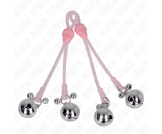 Kink Nipple Grip KINK Luminous Skull Adjustable Clamps with Bells Rožinė/Sidabrinis - Custom Fit