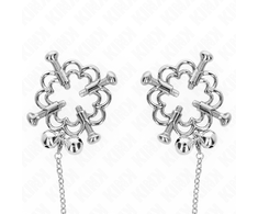 Kink Nipple Grip KINK Metal Flower Adjustable Nipple Clamps with Decorative Chain - Sidabrinis Finish