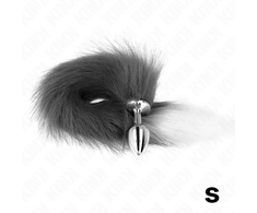 Kink Pleasure Plugs KINK Intimate Plug S Pilkas &amp; Baltas Synthetic Tail 7x3cm Tail 40cm