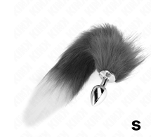 Kink Pleasure Plugs KINK Intimate Plug S Pilkas &amp; Baltas Synthetic Tail 7x3cm Tail 40cm