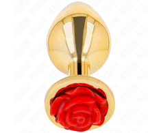 Kink Pleasure Plugs KINK Plug Gold Metal Rose Raudona M - Stainless Steel, Elegant Design, 7cm