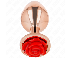 Kink Pleasure Plugs Kink Rose Gold Intimate Plug S with Raudona Rose Accent, Stainless Steel 7.8cm