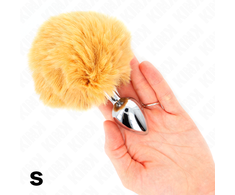 Kink Pleasure Plugs KINK Steel Intimate Plug With Faux Rabbit Tail 7x3cm rusvai gelsvas 8cm Tail