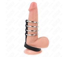 Kink Ring Power KINK 4-Piece Metal Ring System with Leather Strap &amp; Secure Closure 22cm