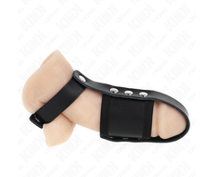 Kink Ring Power KINK Leather Intimate Cage Ring with Adjustable Divider Strap Juodas