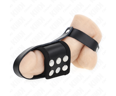 Kink Ring Power KINK Leather Intimate Cage Ring with Adjustable Divider Strap Juodas